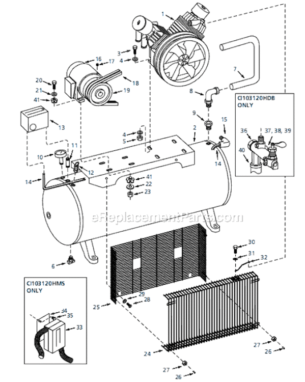 Page A Diagram and Parts List for CI100120HB 1999 Campbell Hausfeld Compressor